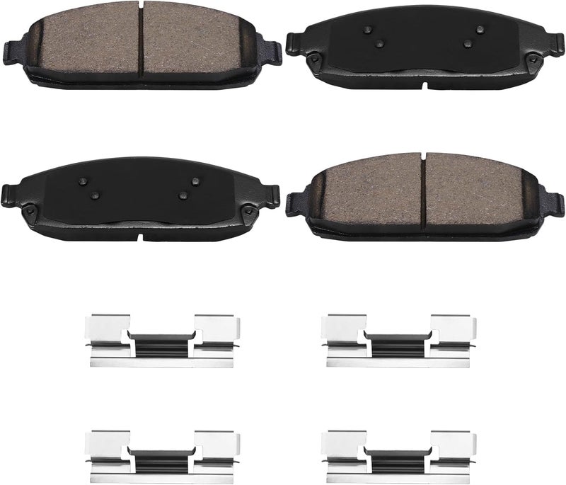 HECHENQICHE Front Ceramic Brake Pads with Hardware for Jeep Commander 2006-2010 & Grand Cherokee 2005-2010 - Image 1